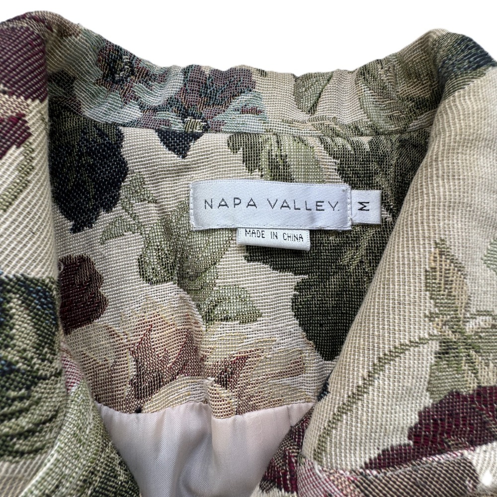 Napa Valley Floral Tapestry Blazer Jacket Women Medium Button Front Vintage 90s - Picture 4 of 15